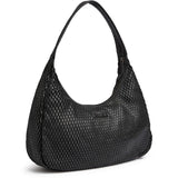 DEPECHE Skulder- og håndtaske i skind med perforeret mønster Shoulderbag / Handbag 099 Black