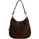 DEPECHE Skuldertaske i ruskind og koskind Shoulderbag / Handbag 008 Chocolate