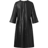 Depeche leather wear Smuk Raja knælang skindkjole Dresses 099 Black (Nero)