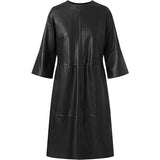 Depeche leather wear Smuk Raja knælang skindkjole Dresses 099 Black (Nero)
