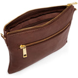 DEPECHE Smuk læder clutch dekoreret med guldfarvede lynlåse Small bag / Clutch 133 Brandy