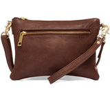 DEPECHE Smuk læder clutch dekoreret med guldfarvede lynlåse Small bag / Clutch 133 Brandy