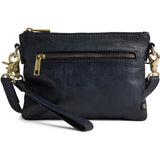 DEPECHE Smuk læder clutch dekoreret med guldfarvede lynlåse Small bag / Clutch 285 Midnight Blue