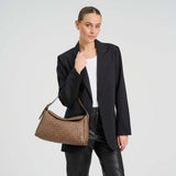 DEPECHE Sofya crossover i håndflettet kalveskind Cross over 250 Dark Taupe