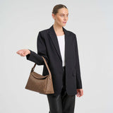 DEPECHE Sofya crossover i håndflettet kalveskind Cross over 250 Dark Taupe