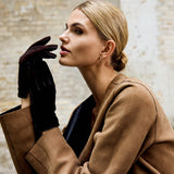 DEPECHE Stilfulde handsker i blandet skind og ruskind Gloves 008 Chocolate