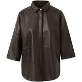 Depeche leather wear Tenna løstsiddende skindkjorte Shirts 015 Brown