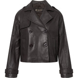 Depeche leather wear Trendy kort May trenchcoat i blødt skind Jackets 008 Chocolate