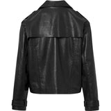 Depeche leather wear Trendy kort May trenchcoat i blødt skind Jackets 099 Black (Nero)