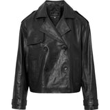 Depeche leather wear Trendy kort May trenchcoat i blødt skind Jackets 099 Black (Nero)