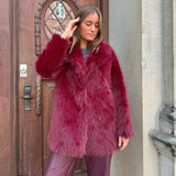 Depeche Clothing Vera faux fur jakke Jackets 279 Burgundy