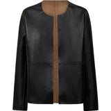 Depeche leather wear Zita Kort 2in1 Jakke Jacket 310 Mud Black combi
