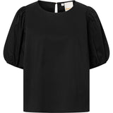 Abi bluse med pufærmer / 100002 - Black - DEPECHE