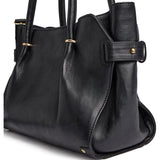 DEPECHE Arbejdstaske i skind med gulddetaljer Shoulderbag / Handbag 099 Black