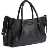 DEPECHE Arbejdstaske i skind med gulddetaljer Shoulderbag / Handbag 099 Black