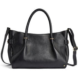 DEPECHE Arbejdstaske i skind med gulddetaljer Shoulderbag / Handbag 099 Black