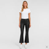 Depeche leather wear Ava HW Flare 7/8 Skindbuks Pants 099 Black