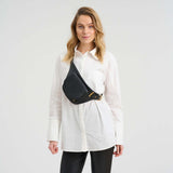 DEPECHE Bæltetaske i koskind med sadeltaske-look Bumbag 099 Black
