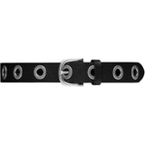 DEPECHE Cool læderbælte dekoreret med store eyelets Belt 098 Silver