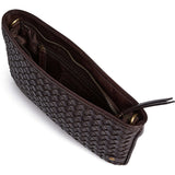 Håndflettet clutch taske i kalveskind / 17092 - Dark brown - DEPECHE