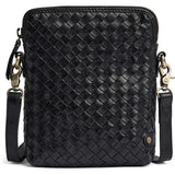 DEPECHE Håndflettet mobiltaske i kalveskind Mobilebag 099 Black