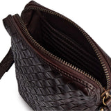 DEPECHE Håndflettet mobiltaske i kalveskind Mobilebag 161 Dark brown