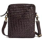 DEPECHE Håndflettet mobiltaske i kalveskind Mobilebag 161 Dark brown