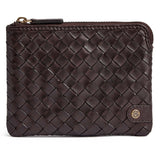DEPECHE Håndflettet pung i kalveskind Purse / Credit card holder 161 Dark brown