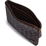 DEPECHE Håndflettet pung i kalveskind Purse / Credit card holder 161 Dark brown