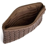 DEPECHE Håndflettet pung i kalveskind Purse / Credit card holder 250 Dark Taupe