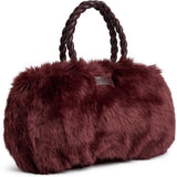 Håndtaske i blød faux fur med flettede hank / 16976 - Ox Blood - DEPECHE