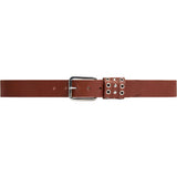 DEPECHE Jeans bælte i skind med nitte-detaljer Belt 014 Cognac