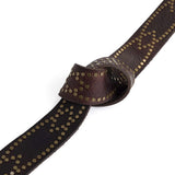 DEPECHE Jeans bælte i skind med nitter Belt 161 Dark brown