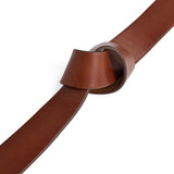 DEPECHE Jeansbælte i skind med hulmønster Belt 014 Cognac