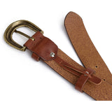 DEPECHE Jeansbælte i skind med vintage struktur Belt 014 Cognac