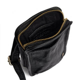Klassisk skind mobiltaske med crossbody - rem / 17020 - Black - DEPECHE