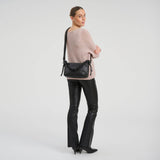 Lammeskinds crossover med rynket rem / 17088 - Black - DEPECHE