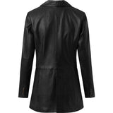 Depeche leather wear Lang læderblazer jakke i blød og lækker kvalitet Jacket 099 Black