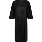 Lorenza skindkjole med fin ærme detalje / 51336 - Black - DEPECHE