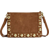 Ruskind clutch/crossover med nittedetaljer / 16948 - Caramel - DEPECHE