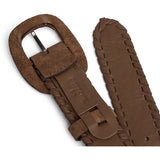 DEPECHE Ruskindsbælte med ovalt spænde Belt 327 Dark Camel