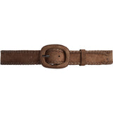 DEPECHE Ruskindsbælte med ovalt spænde Belt 327 Dark Camel