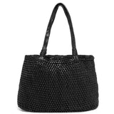 DEPECHE Shopper skindtaske dekoreret med flet Shopper 099 Black