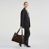 Shopper taske i ruskind og koskind / 16892 - Chocolate - DEPECHE
