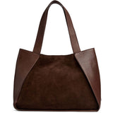 Shopper taske i ruskind og koskind / 16892 - Chocolate - DEPECHE