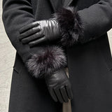 Skindhandsker med faux fur / 17118 - Black - DEPECHE