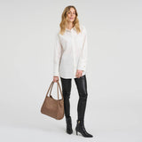 Skuldertaske i koskind med tube - stropper / 16924 - Taupe - DEPECHE