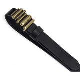 DEPECHE Smalt klassisk skindbælte Belt 154 Black/Brass
