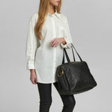 DEPECHE Stor arbejdstaske i blødt skind Shoulderbag / Handbag 099 Black