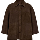 Depeche leather wear Tonja oversize ruskindskjorte Shirt 067 Dusty brown